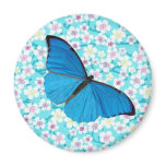 Blue Butterfly on Asian Floral magnets