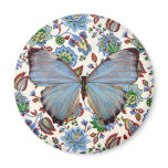 Blue Butterfly on Jacobean Floral magnets