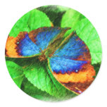 Blue Butterfly Pencil Art Sticker