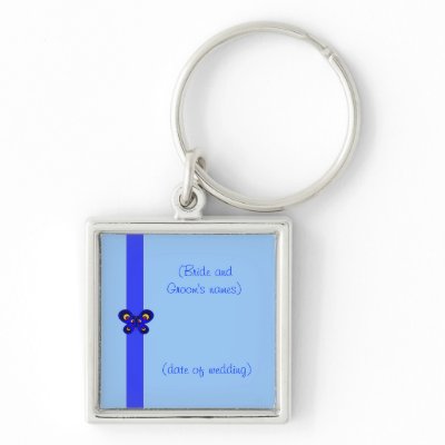 Blue Butterfly Ribbon Wedding Key Chain by WhiteBlossomBlueSky