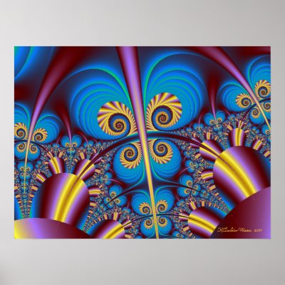 Blue Butterfly Spirals Posters by kwieserA