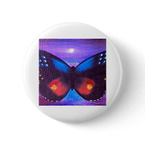 Blue Butterfly Sunset Painting - Multi Pinback Button