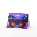 Blue Butterfly Sunset Painting - Multi Greeting Cards
