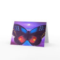 Blue Butterfly Sunset Painting - Multi cards