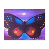 Blue Butterfly Sunset Painting - Multi Post Cards
