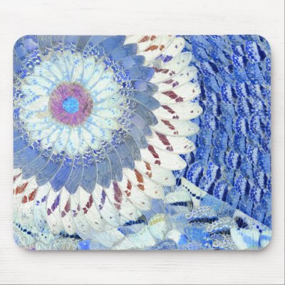 Blue Butterfly Wing Art Mousepad by AntiqueImages