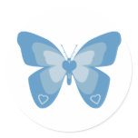 Blue butterfly with hearts stickers