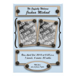 Blue Buttons & Brackets Birth Announcement