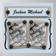 Blue Buttons & Brackets Wall Art Poster
