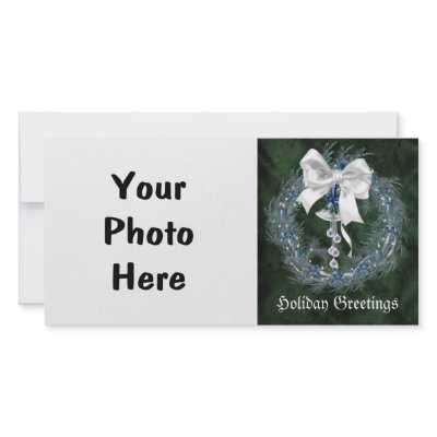 Blue Candle Wreath Holiday Photo Card by RanchLady