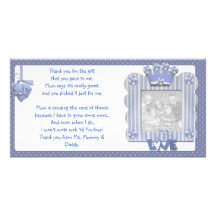 Blue candystripe frame Thank You Card from baby Photo Card Template
