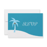 Blue Caribbean Palm Tree RSVP Card Personalized Announcements