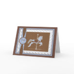 Blue Carousel Horse Thank You Card
