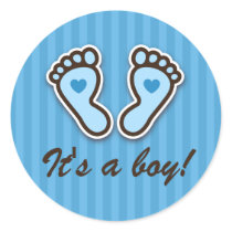 Blue cartoon baby feet with hearts stickers