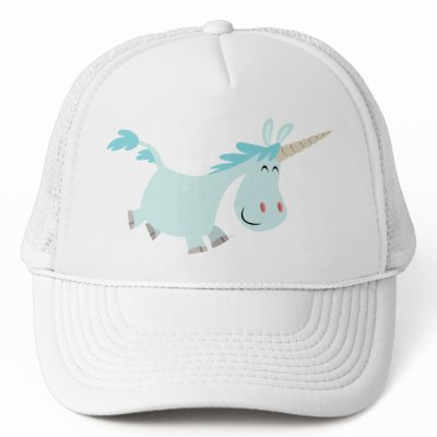 Blue Cartoon Unicorn  trucker cap by Lioness_Graphics