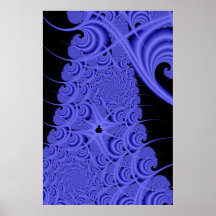 Blue Cascade Fractal Poster