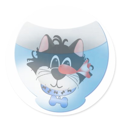 Blue Cat and Fishbowl by toddlersplace