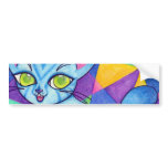 Blue cat on Technocolour background Bumper Sticker