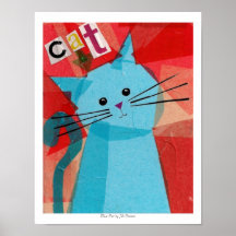 Blue Cat Print