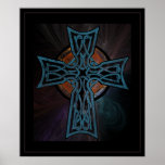 Blue Celtic Cross Poster