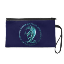 Blue Celtic Dragon Wristlet Purse