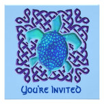 Blue Celtic Knot Turtle Invitations