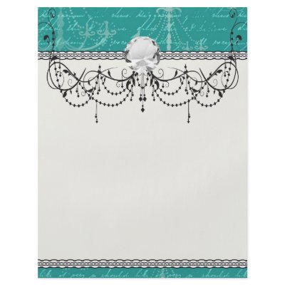 blue chandelier and vintage writing flyer by dooni_damask