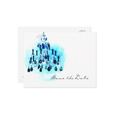 Blue Chandelier Save the Date Template by janettetsmith