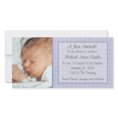 Blue Chequerboard New Baby Photo Card by CuddleTree