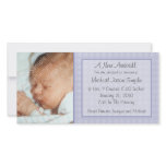 Blue Chequerboard New Baby Photo Card photo cards