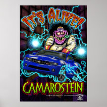Blue Chevy Camaro RS Poster