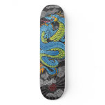 Blue Chinese Dragon on Black skateboards