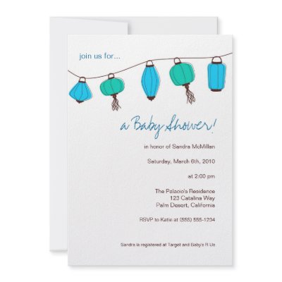 Blue Chinese Lanterns Invitations, 5x7 by paisleyinparis
