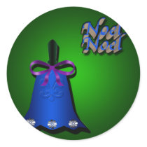 Blue Christmas Bell Sticker