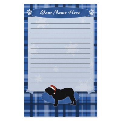 Blue Christmas English Bulldog Stationery by MenagerieMayhem