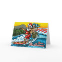 Blue Christmas Hawaiian Surf Greeting Card