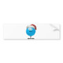 Blue christmas ornament wearing a red santa hat bumper stickers