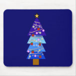 Blue Christmas Tree Fancy Mouse Pads