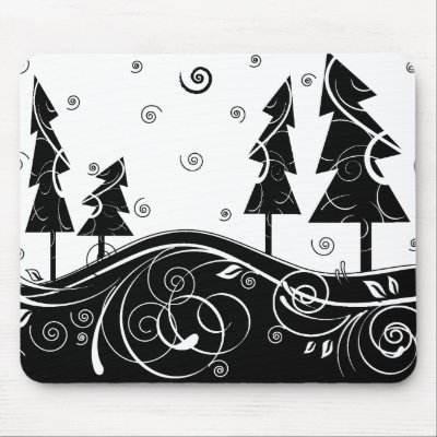 blue Christmas Trees Mouse Pad by VioDeSign