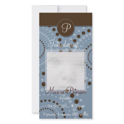 Blue Circle Pattern Baby Announcement Photo Cards by EnduringMoments