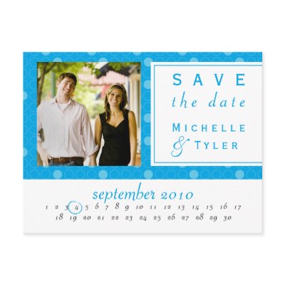 Blue Circle Save the Date Card Postcards by darmanddesigns