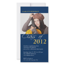 Blue class of graduation photo announcement card