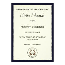 Blue Classic Graduation Announcement