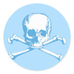Blue Classic Skull and Crossbones Stickers
