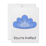 Blue Cloud with Smile on White. Personalized Announcements