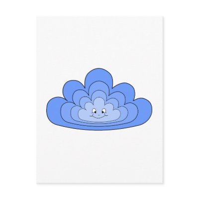 Blue Cloud with Smile on White. Post Cards by Graphics_By_Metarla