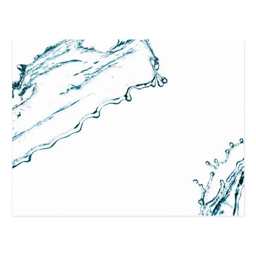 Blue colour water splash postcard