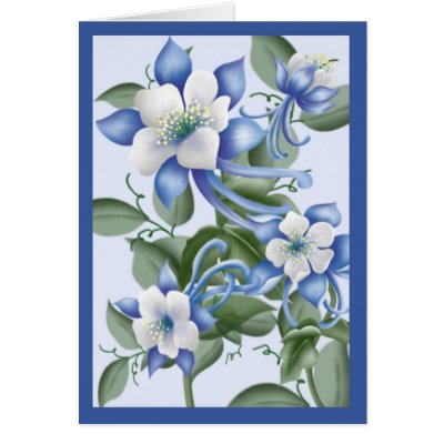 Blue Columbines Card by RainbowCards