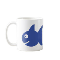 blue comic fish coffee mugs