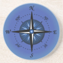 Blue Compass Rose Drink Coasters
